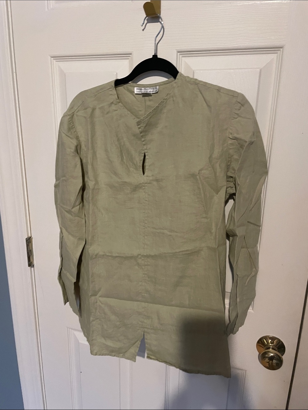 Light Sage Green linen  Long Sleeve Tunic Top women’s medium
